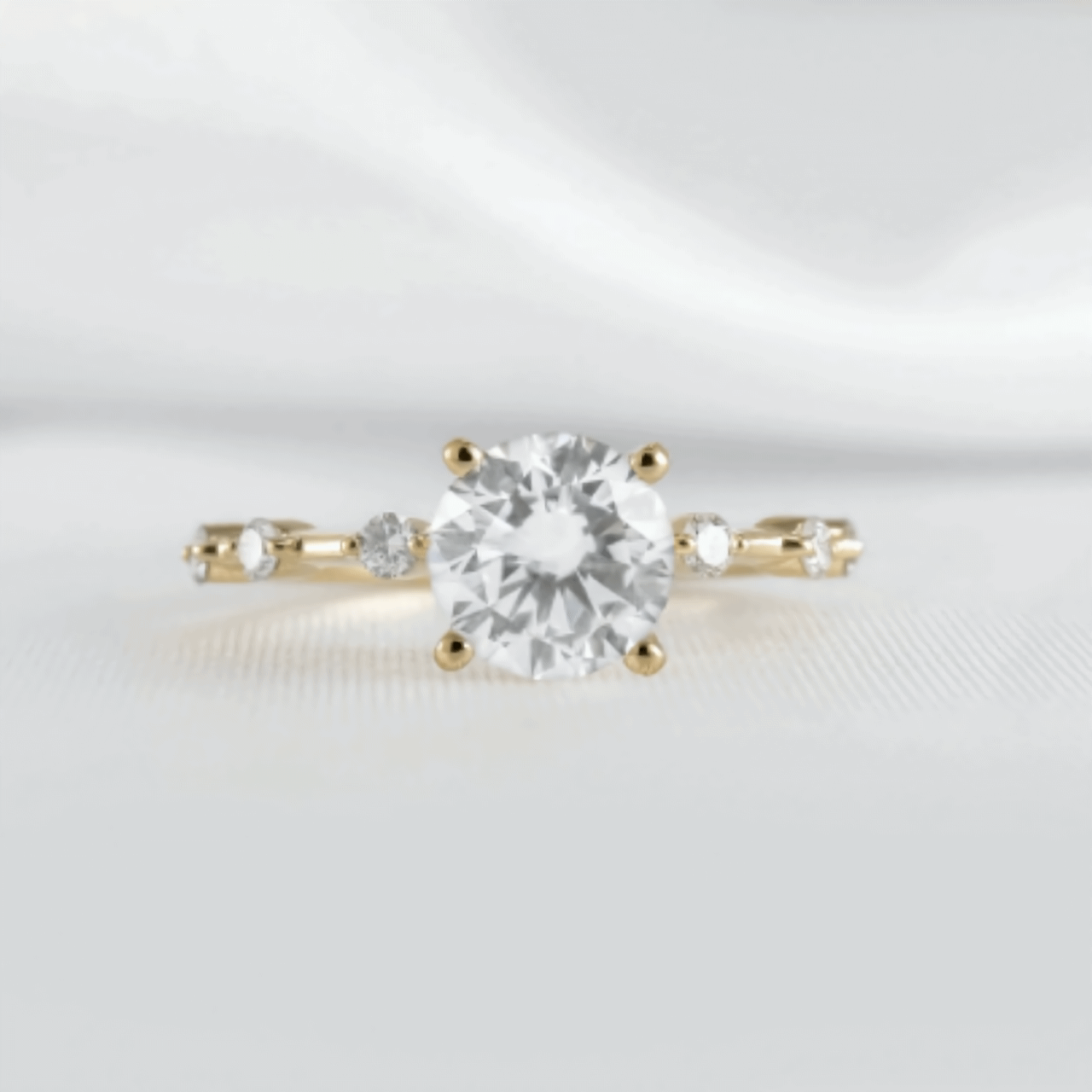 Round Solitaire Ring with Diamond Band (small)