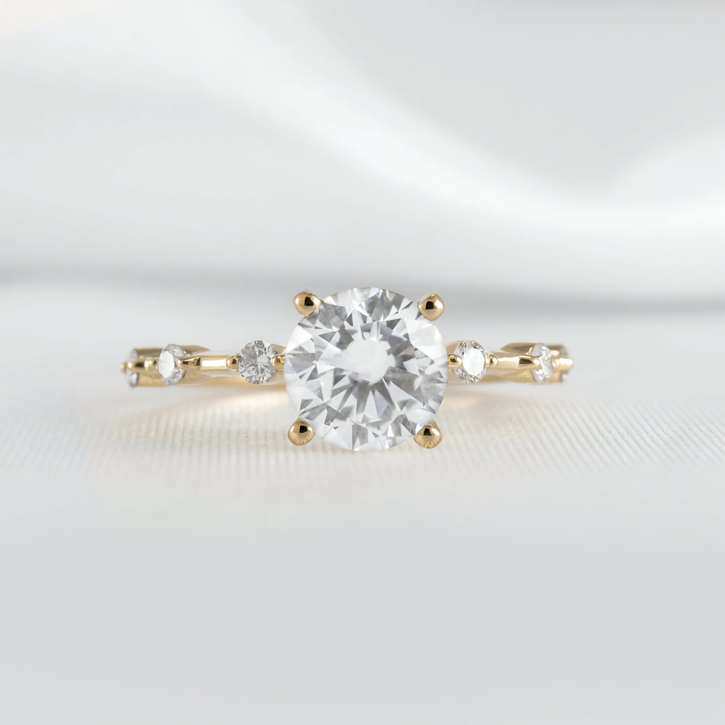 Round Solitaire Ring with Diamond Band (small)