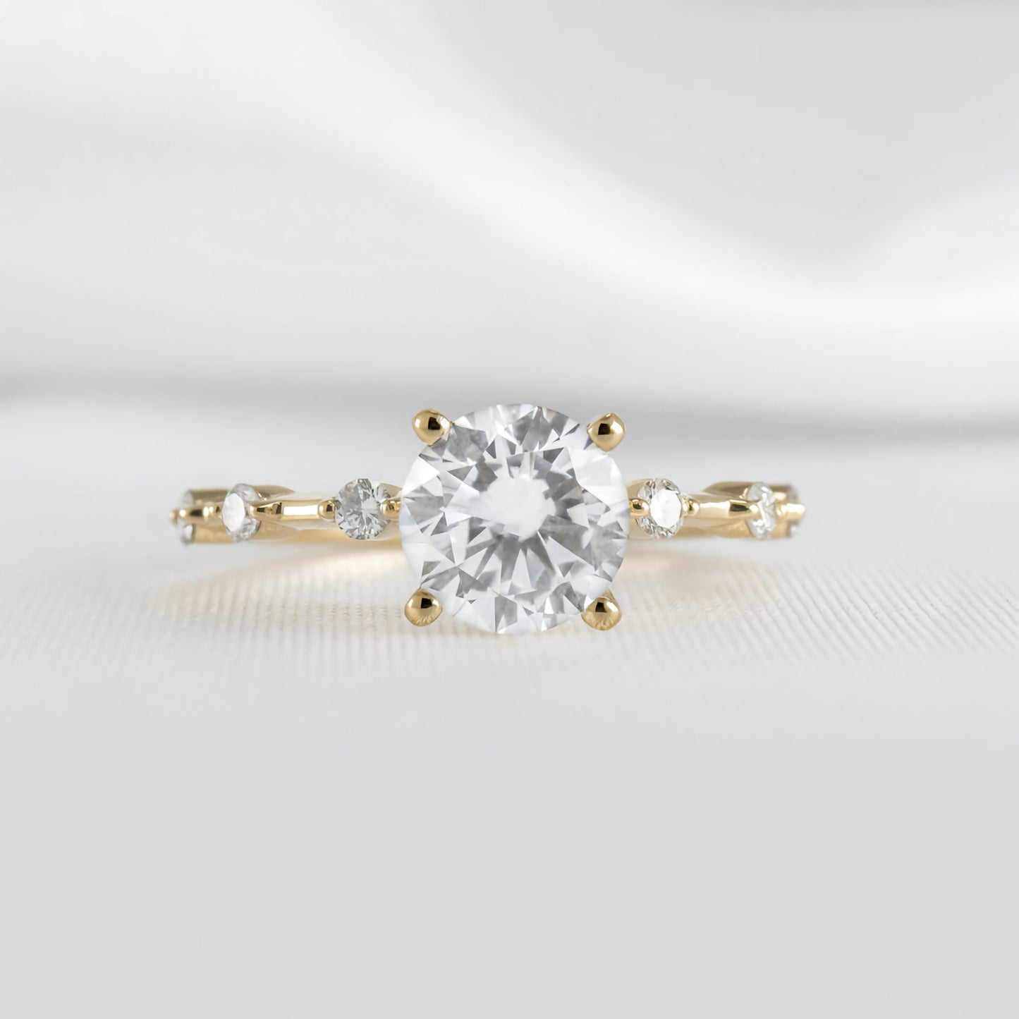 Round Solitaire Ring With Diamond Band
