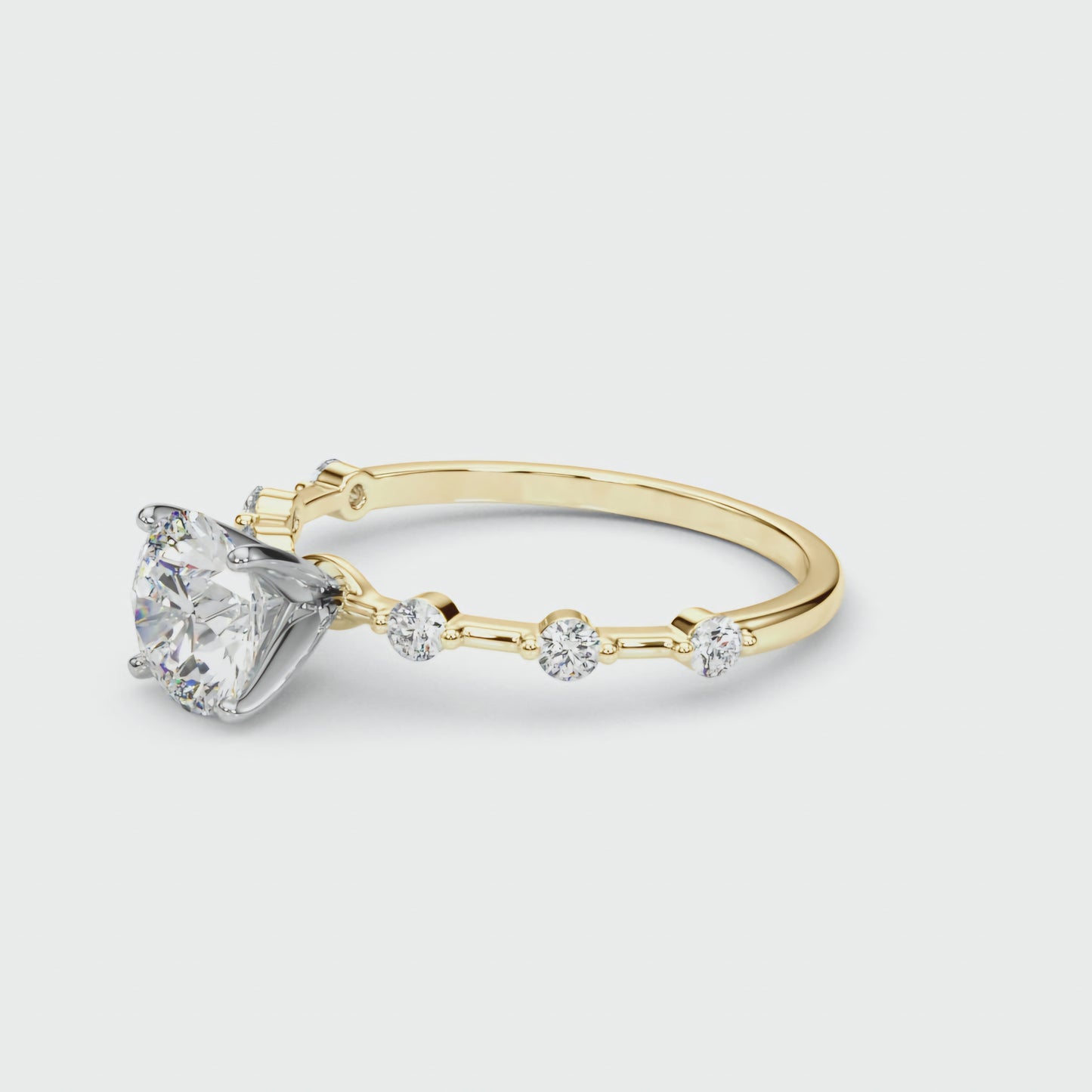 Round Solitaire Ring with Diamond Band (small)
