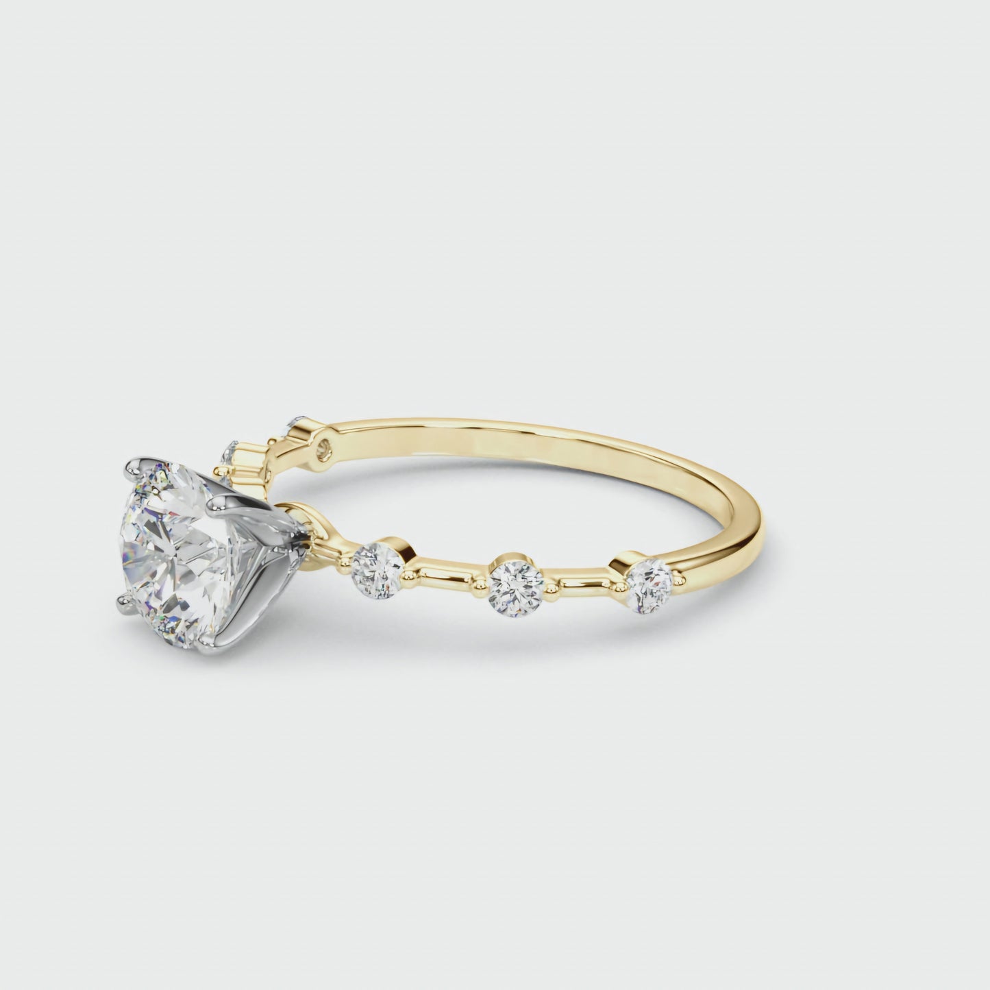 Round Solitaire Ring With Diamond Band