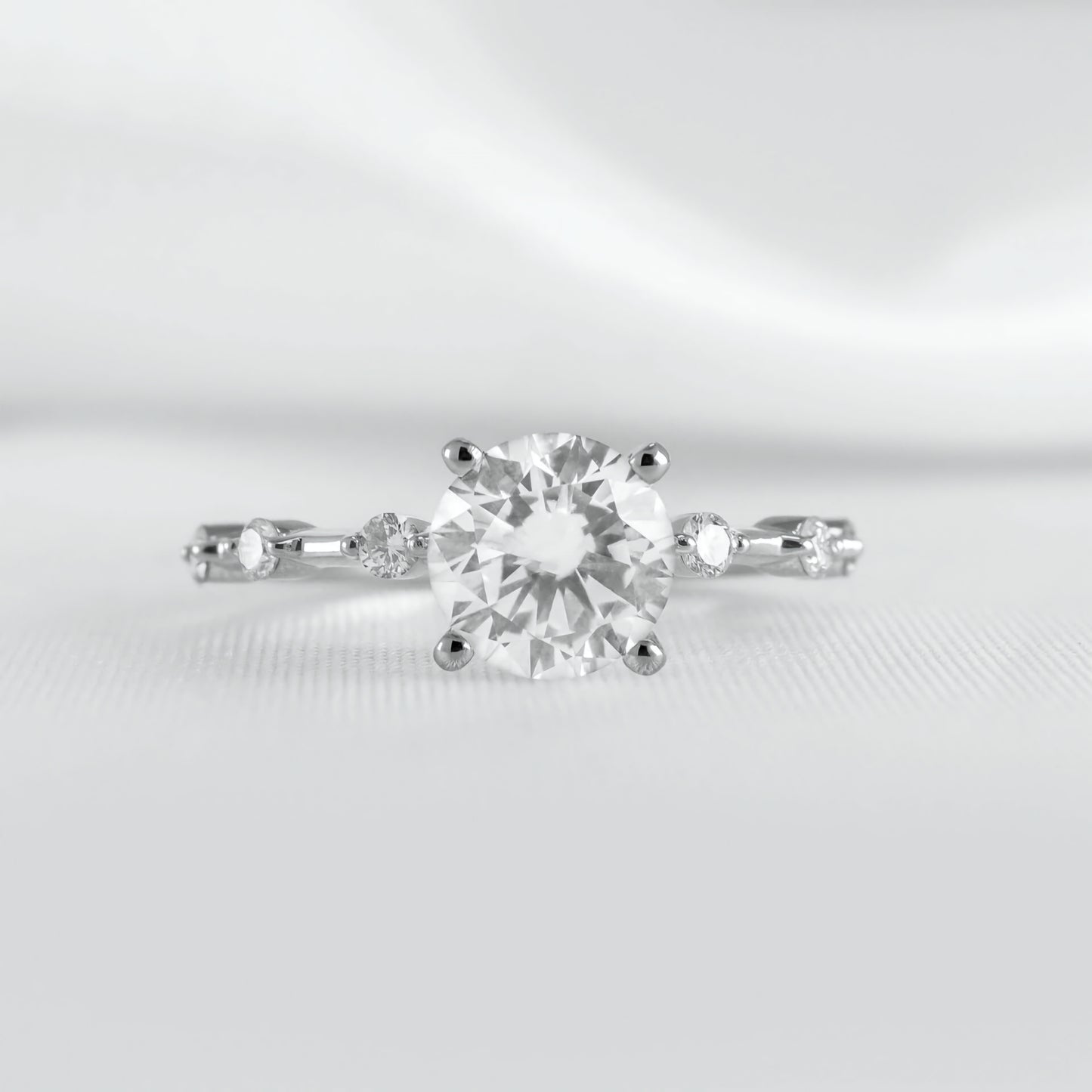 Round Solitaire Ring with Diamond Band (small)