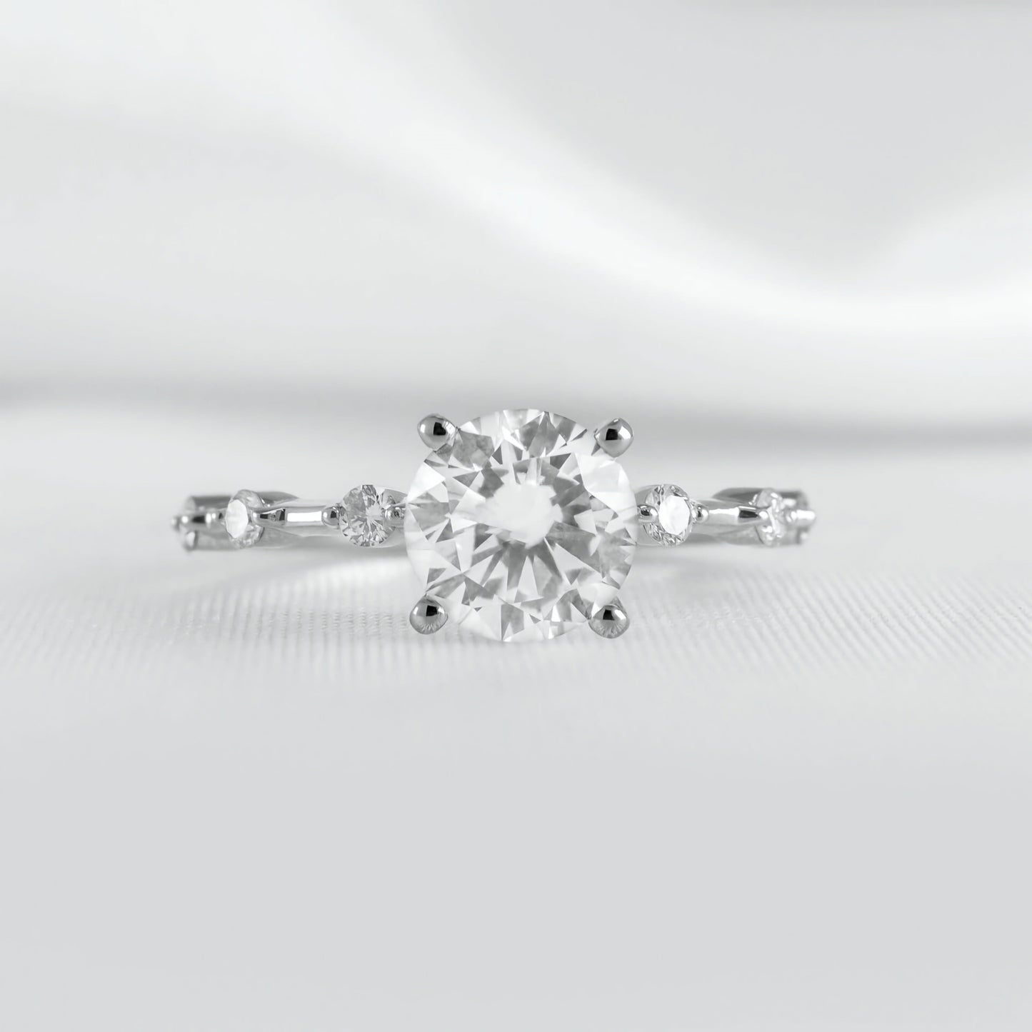 Round Solitaire Ring With Diamond Band