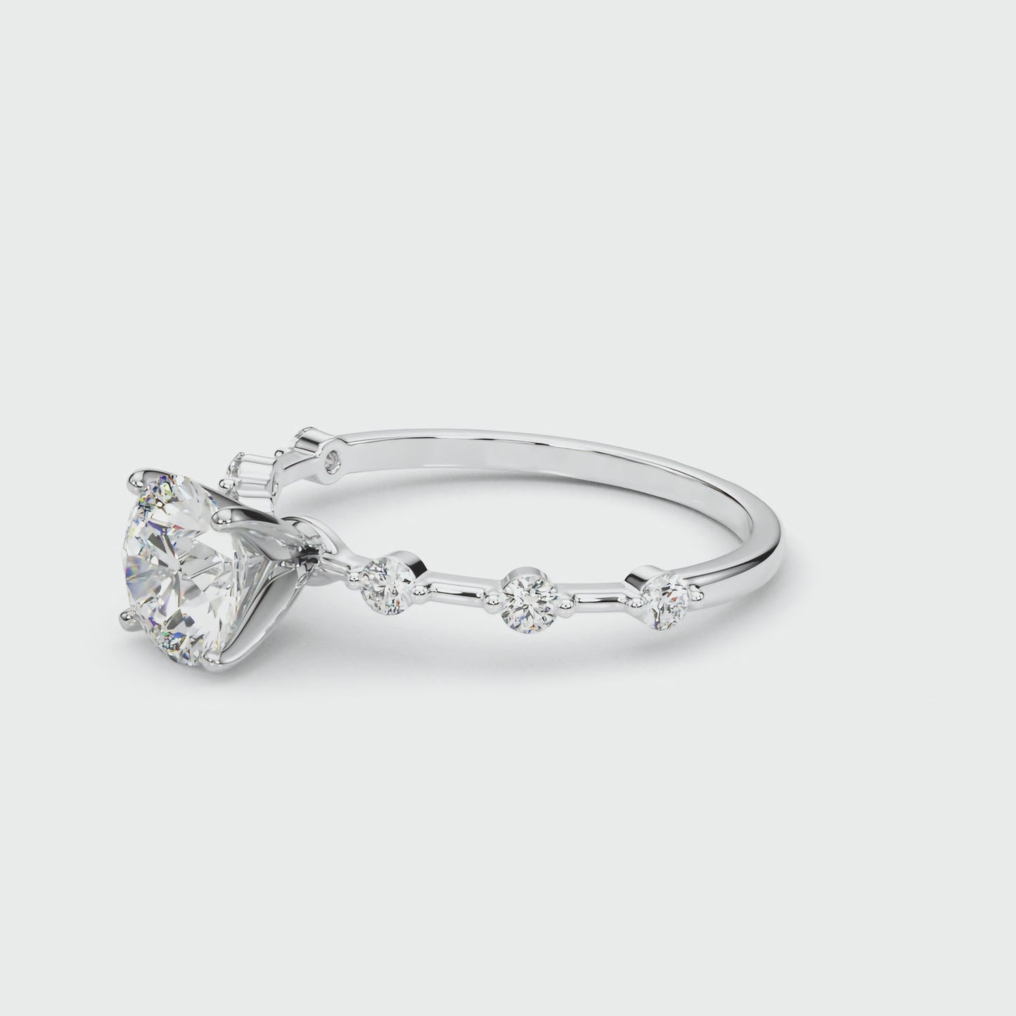 Round Solitaire Ring with Diamond Band (small)