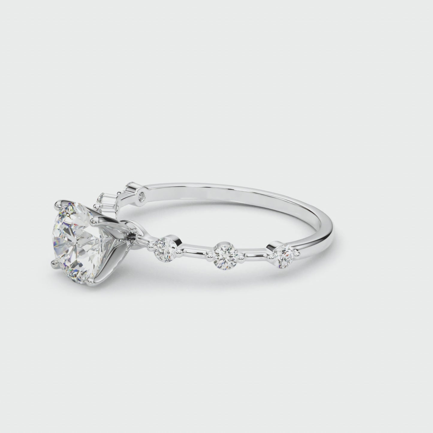 Round Solitaire Ring With Diamond Band