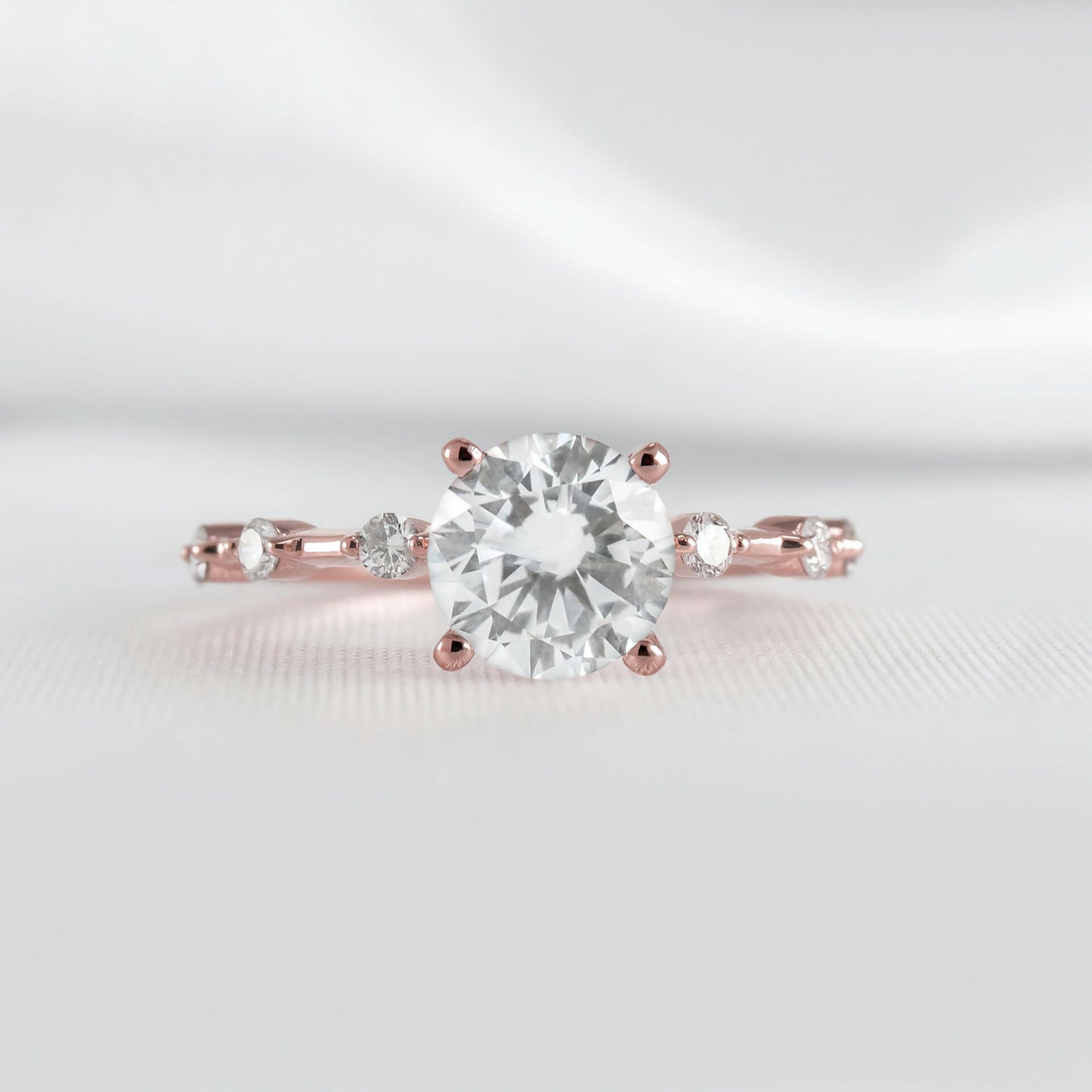 Round Solitaire Ring With Diamond Band
