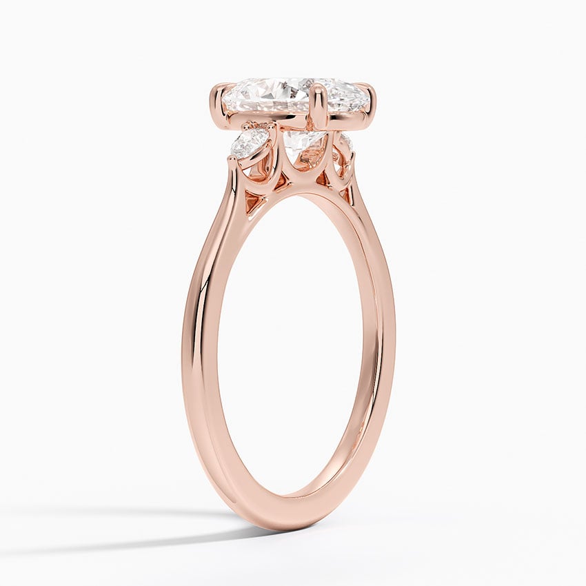 Three Stone Solitaire Curve Ring
