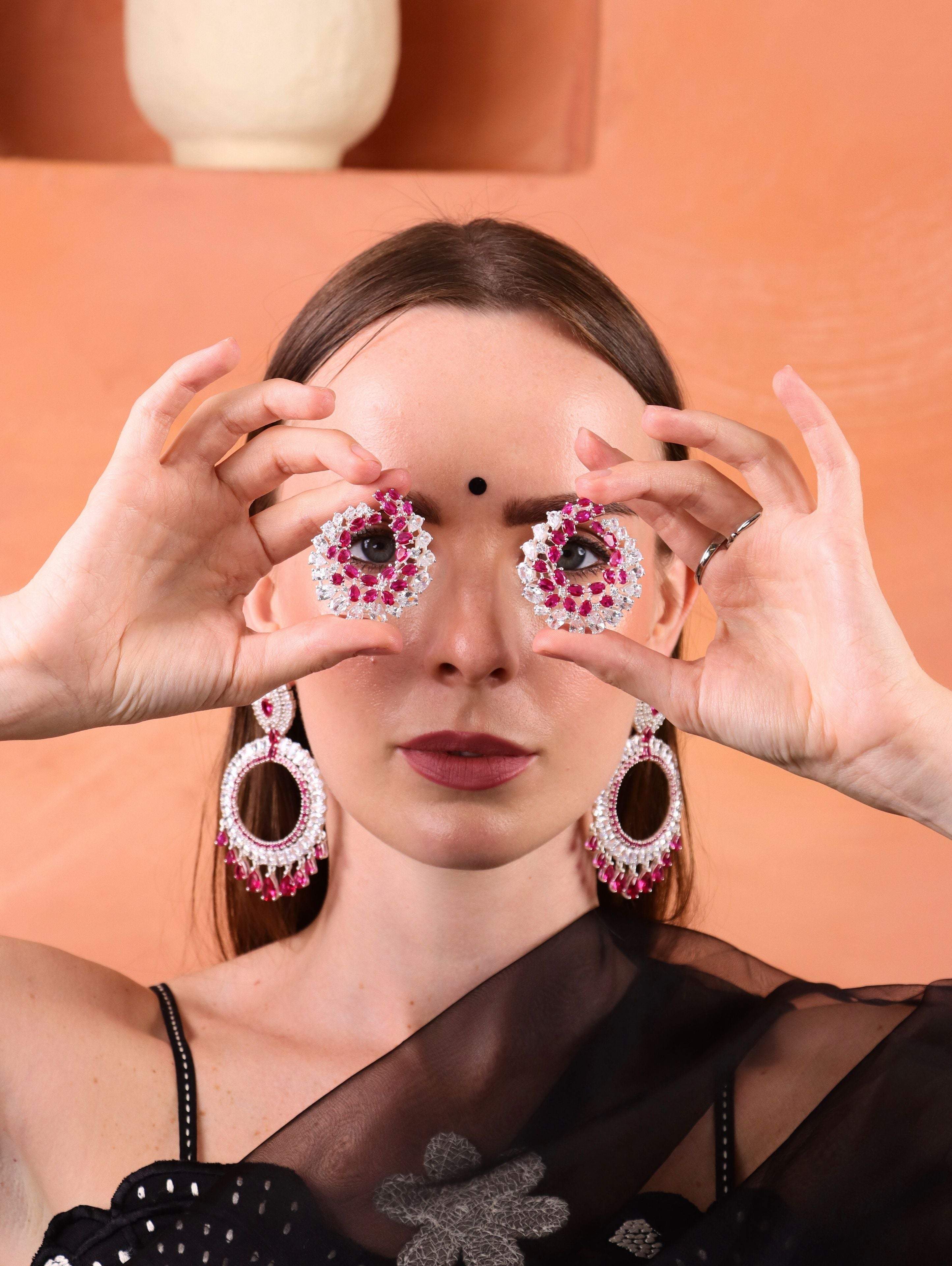 Swirl Ruby Hoops