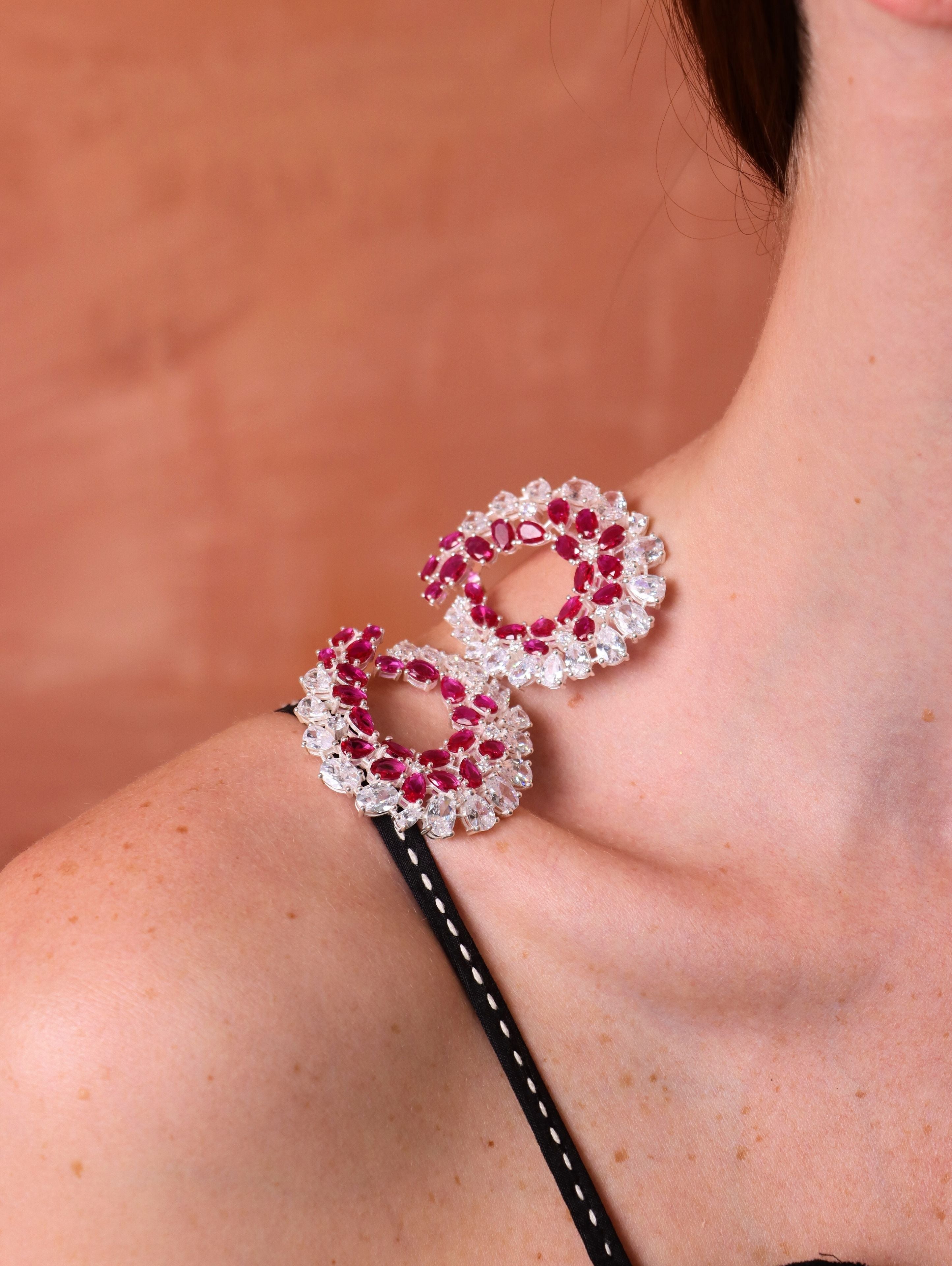 Swirl Ruby Hoops