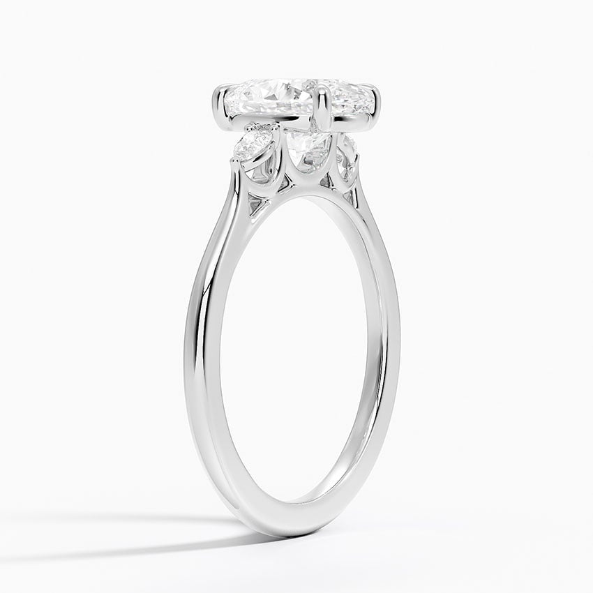 Three Stone Solitaire Curve Ring