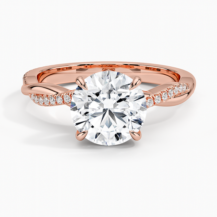 Twisted Pave Solitaire Ring
