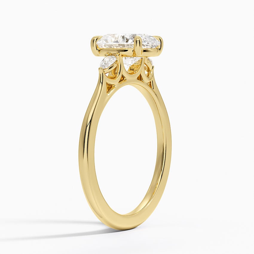 Three Stone Solitaire Curve Ring