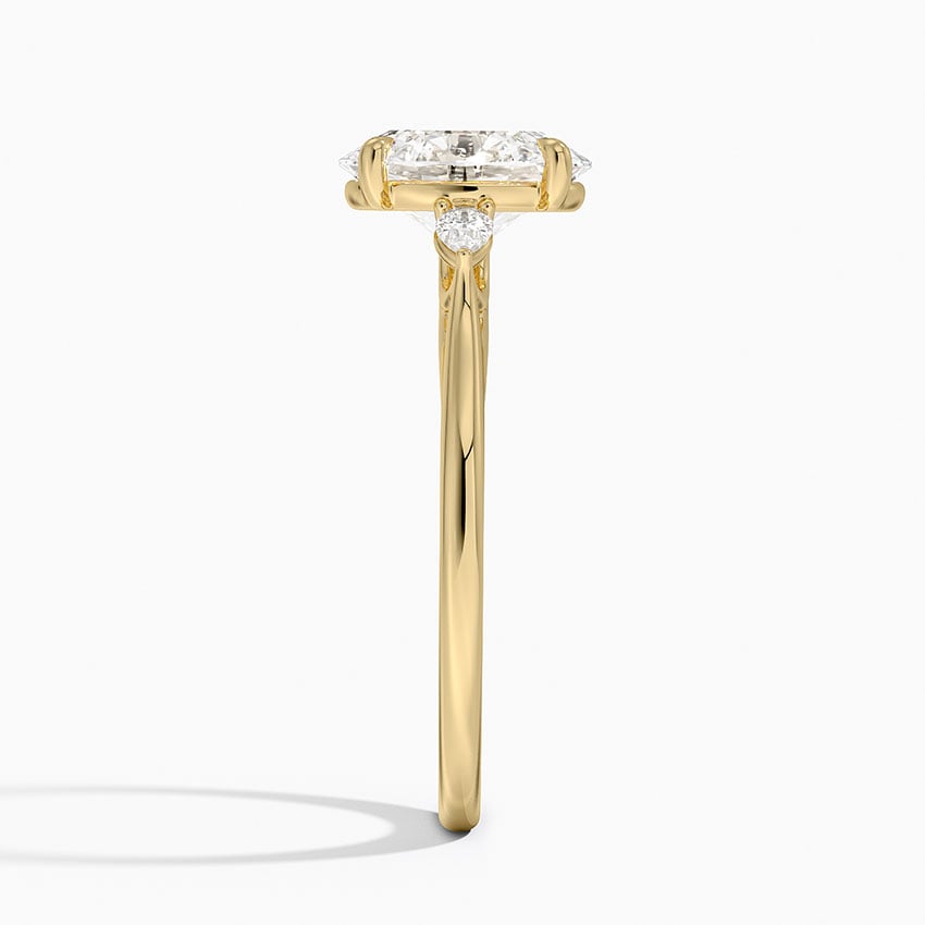 Three Stone Solitaire Curve Ring