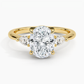 Three Stone Solitaire Curve Ring