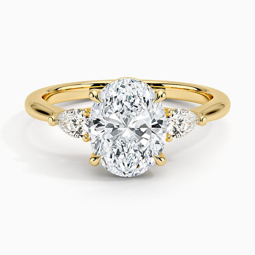 Three Stone Solitaire Curve Ring