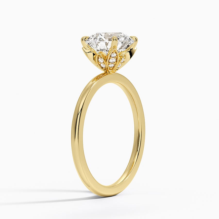 Petal Solitaire Ring Hidden Halo