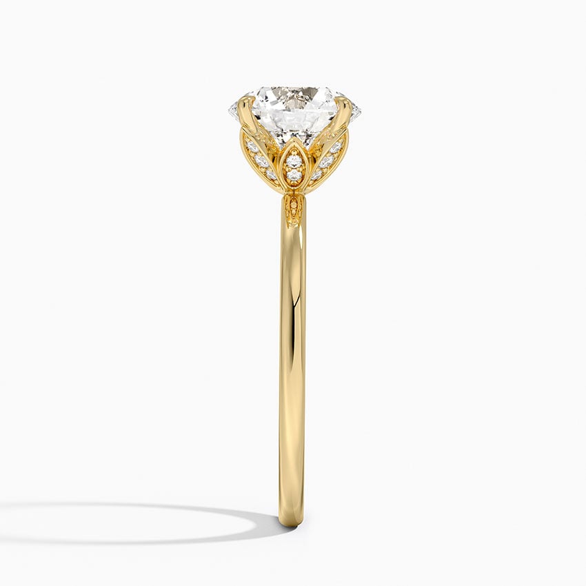 Petal Solitaire Ring Hidden Halo