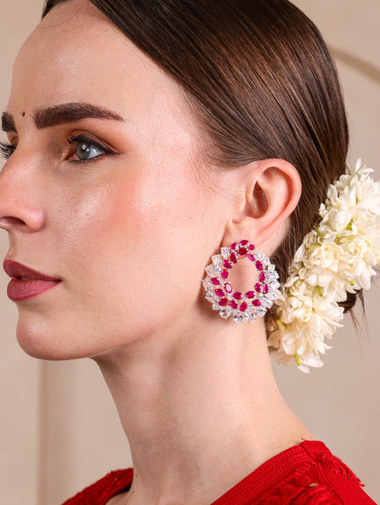 Swirl Ruby Hoops