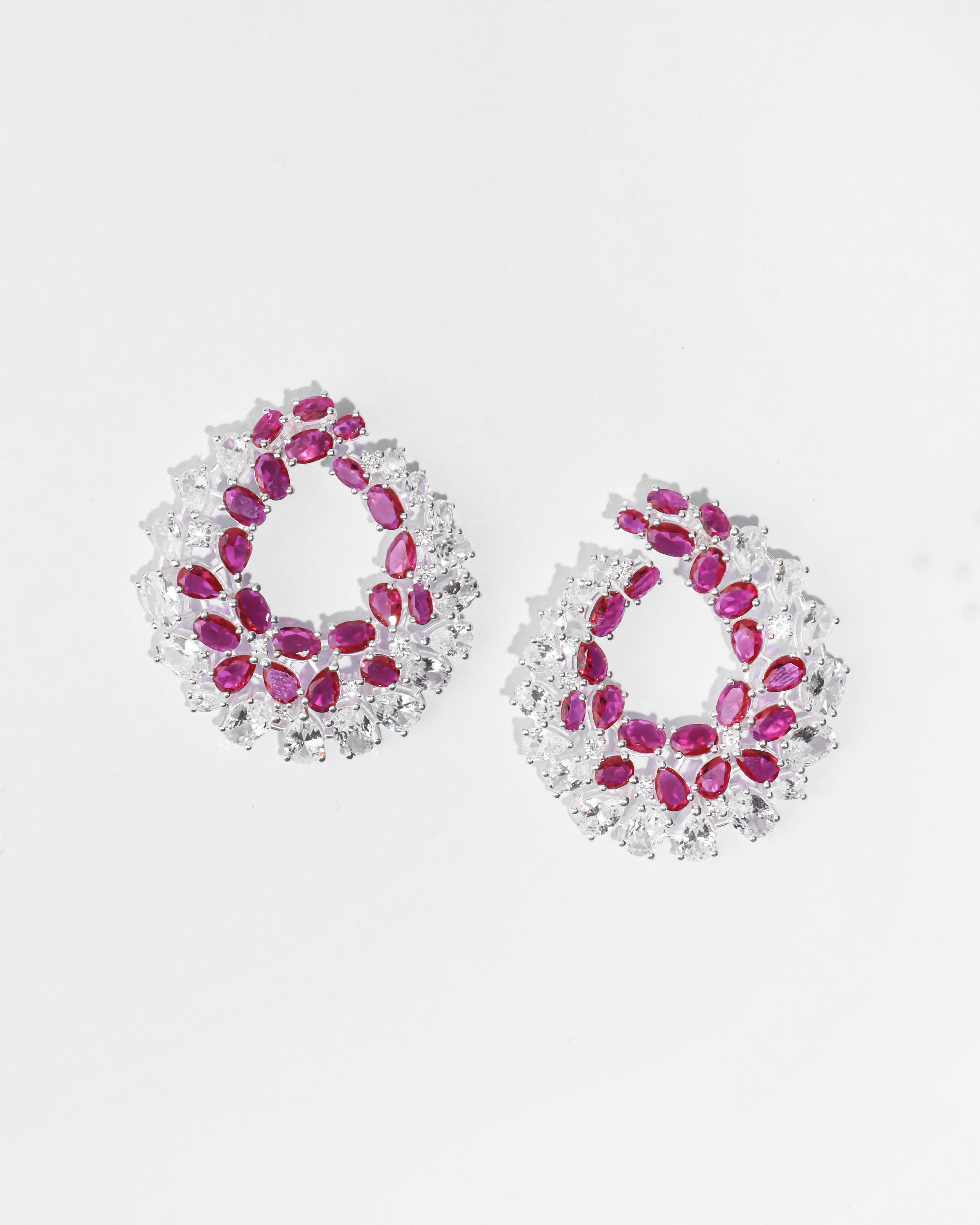 Swirl Ruby Hoops