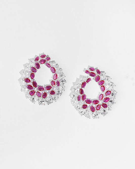Swirl Ruby Hoops