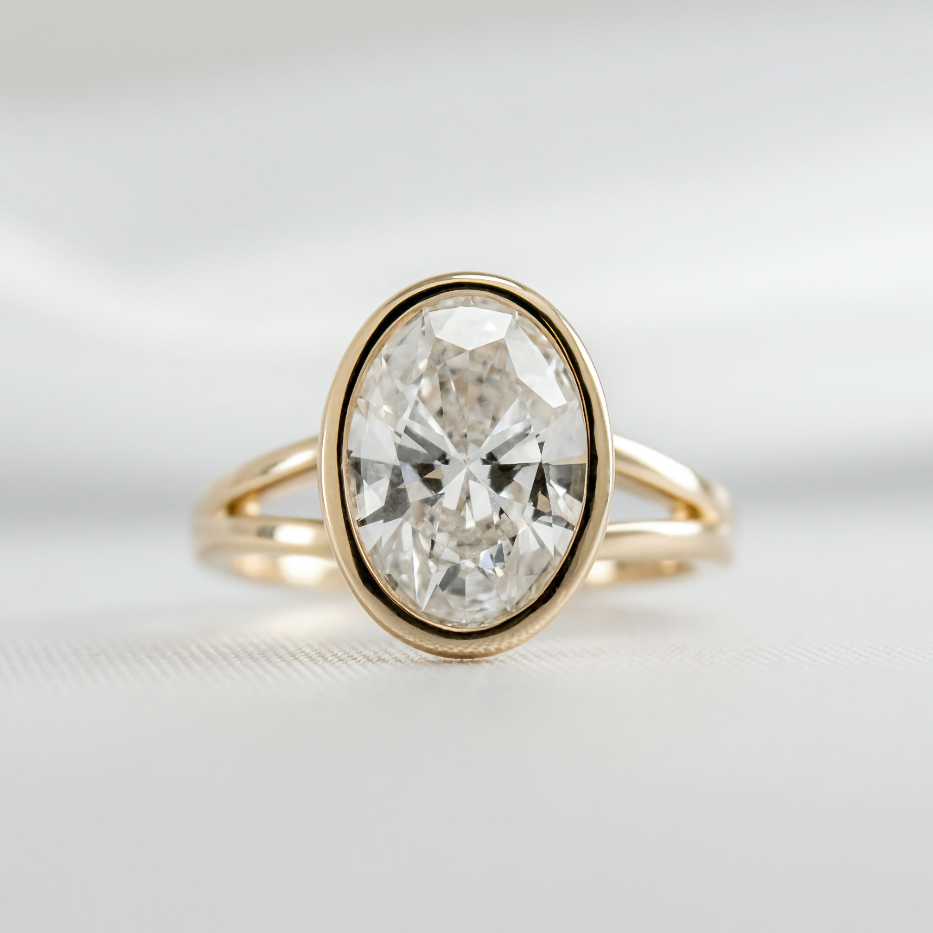 Oval Solitaire Bezel Ring