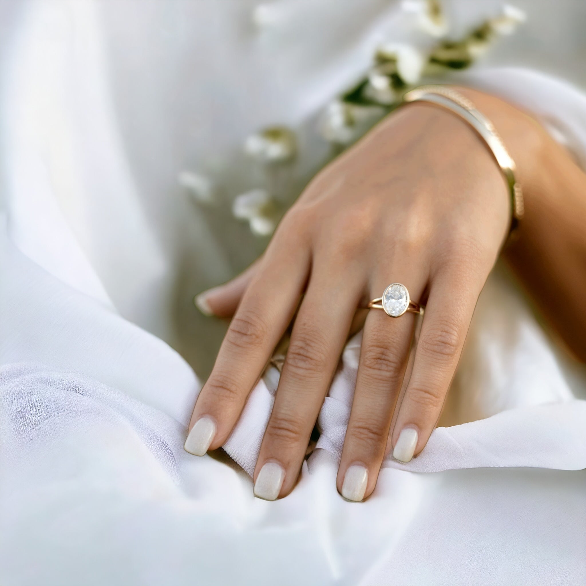 Oval Solitaire Bezel Ring