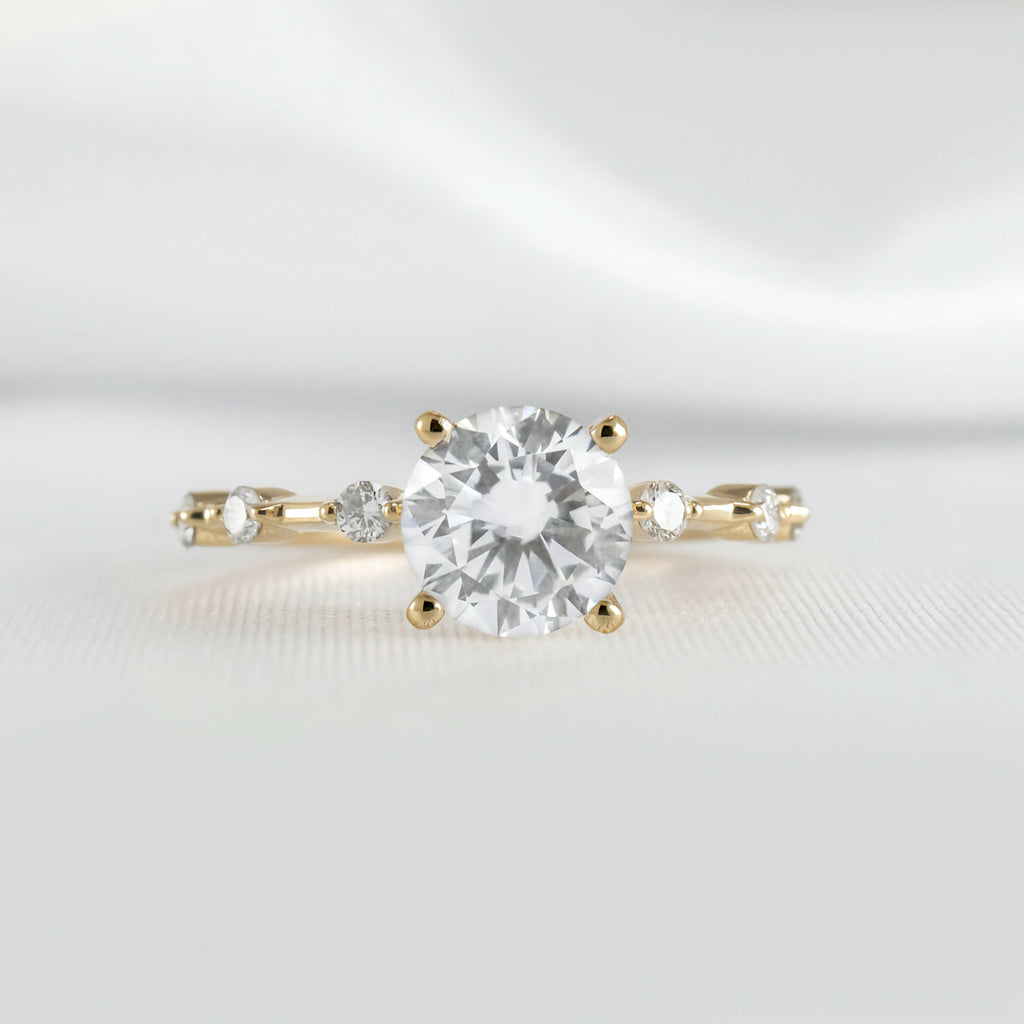 Round Solitaire Ring With Diamond Band