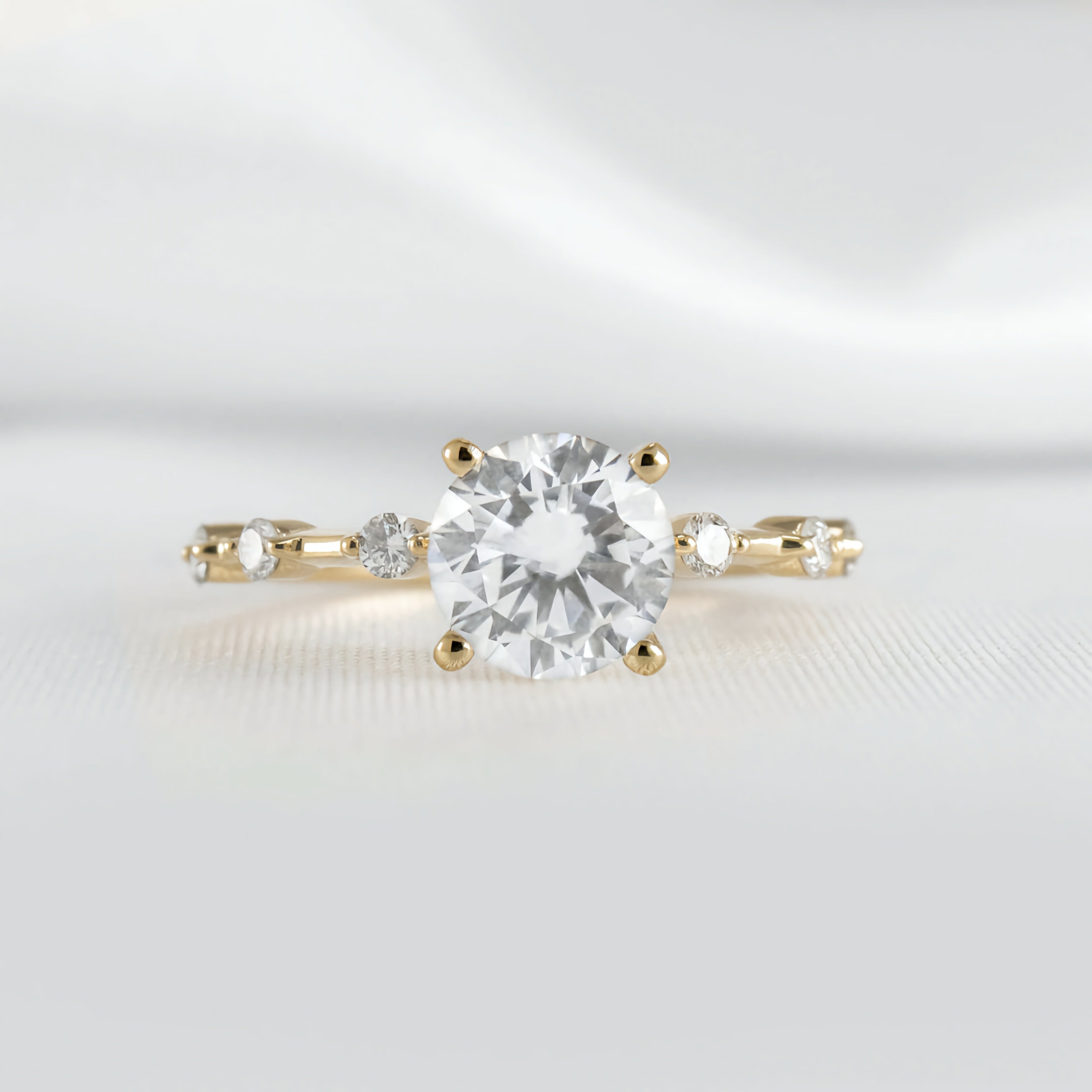 Round Solitaire Ring With Diamond Band