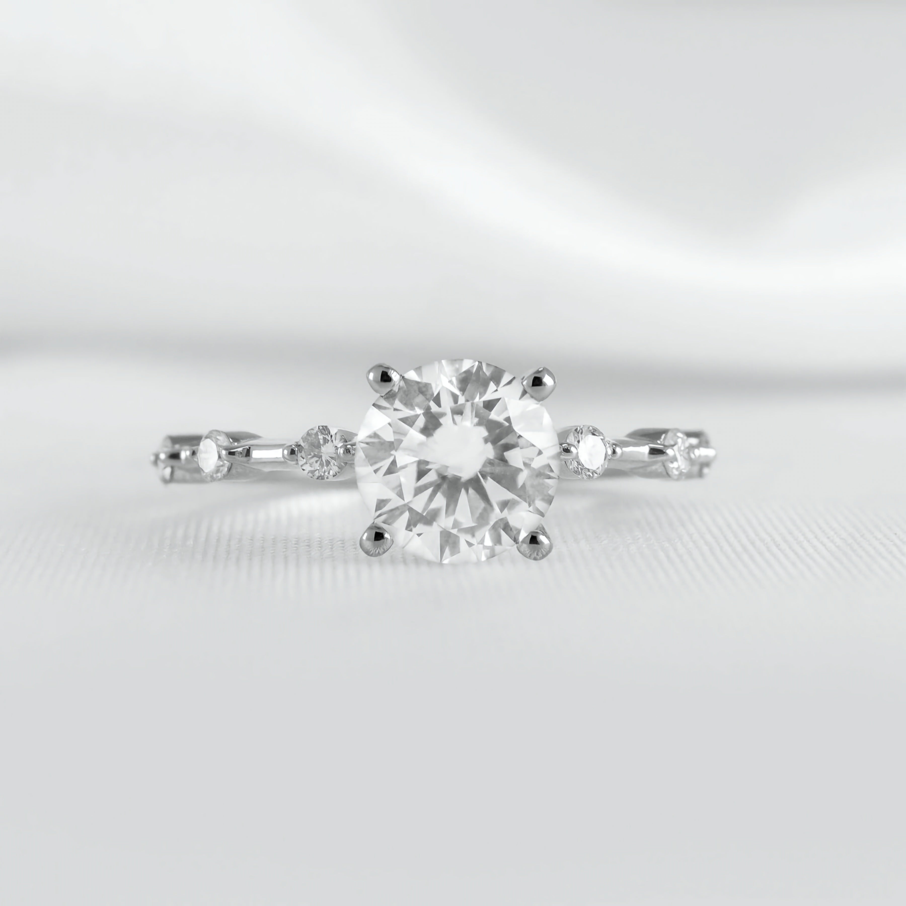 Round Solitaire Ring With Diamond Band