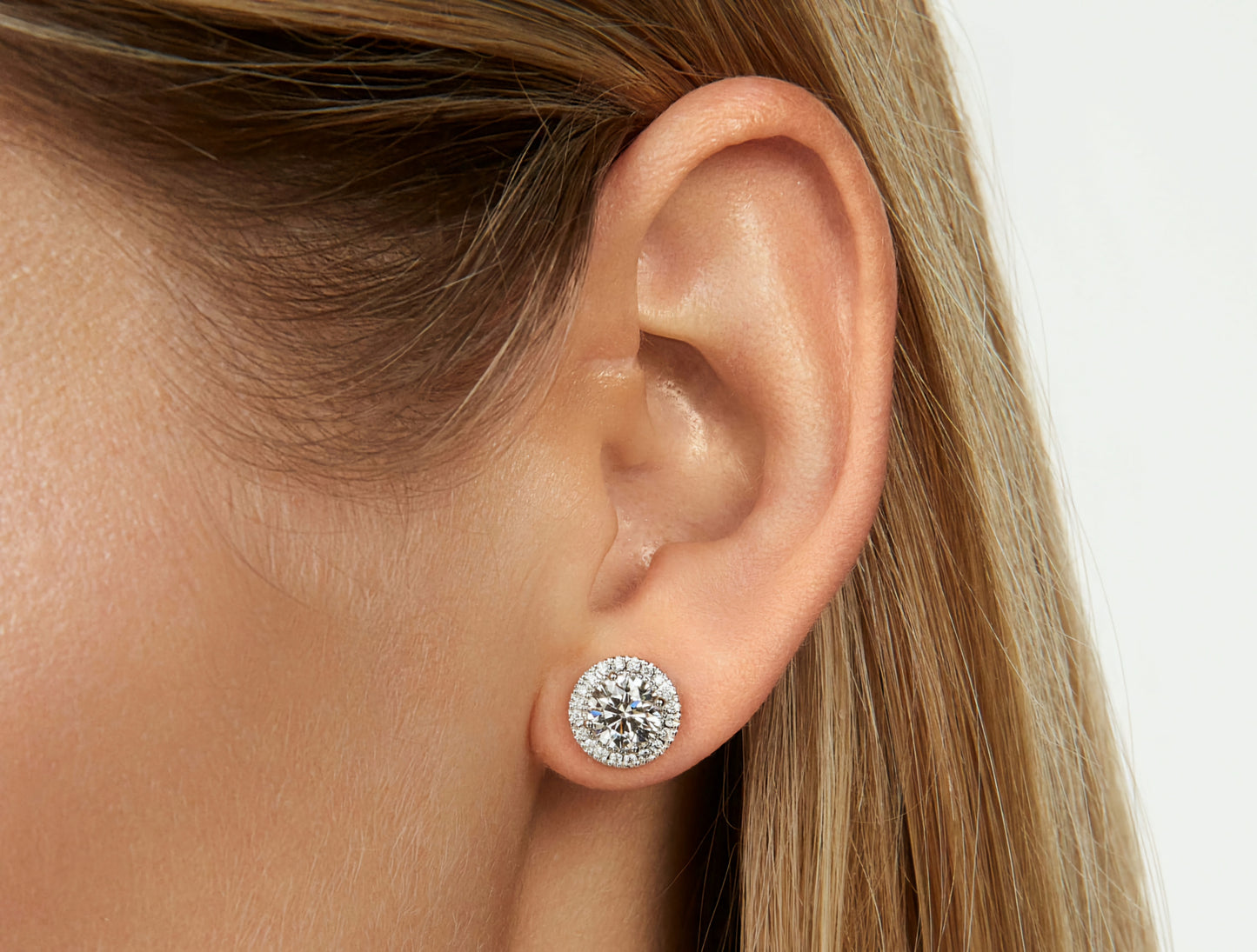 Round Halo Stud Earrings