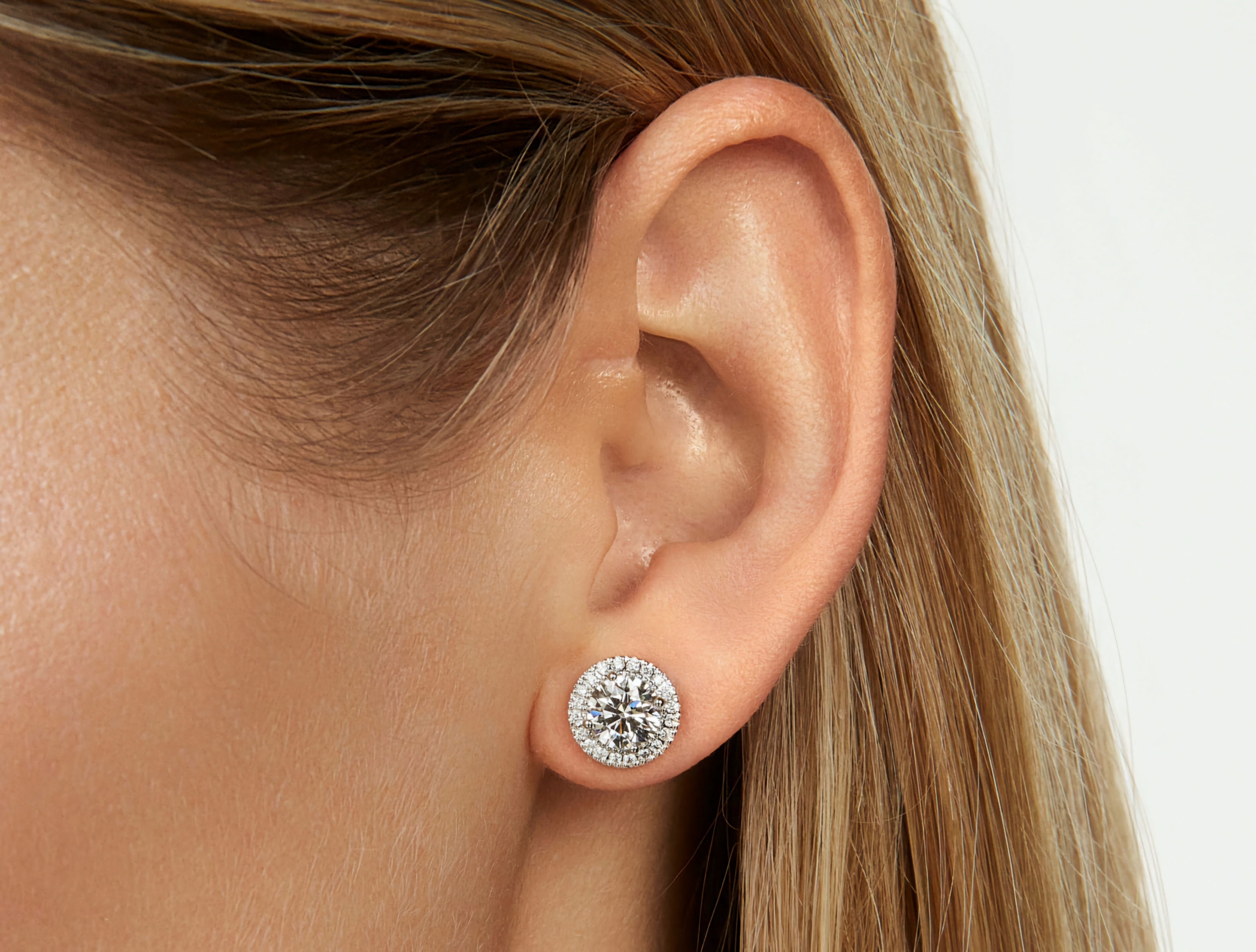 Round Halo Stud Earrings