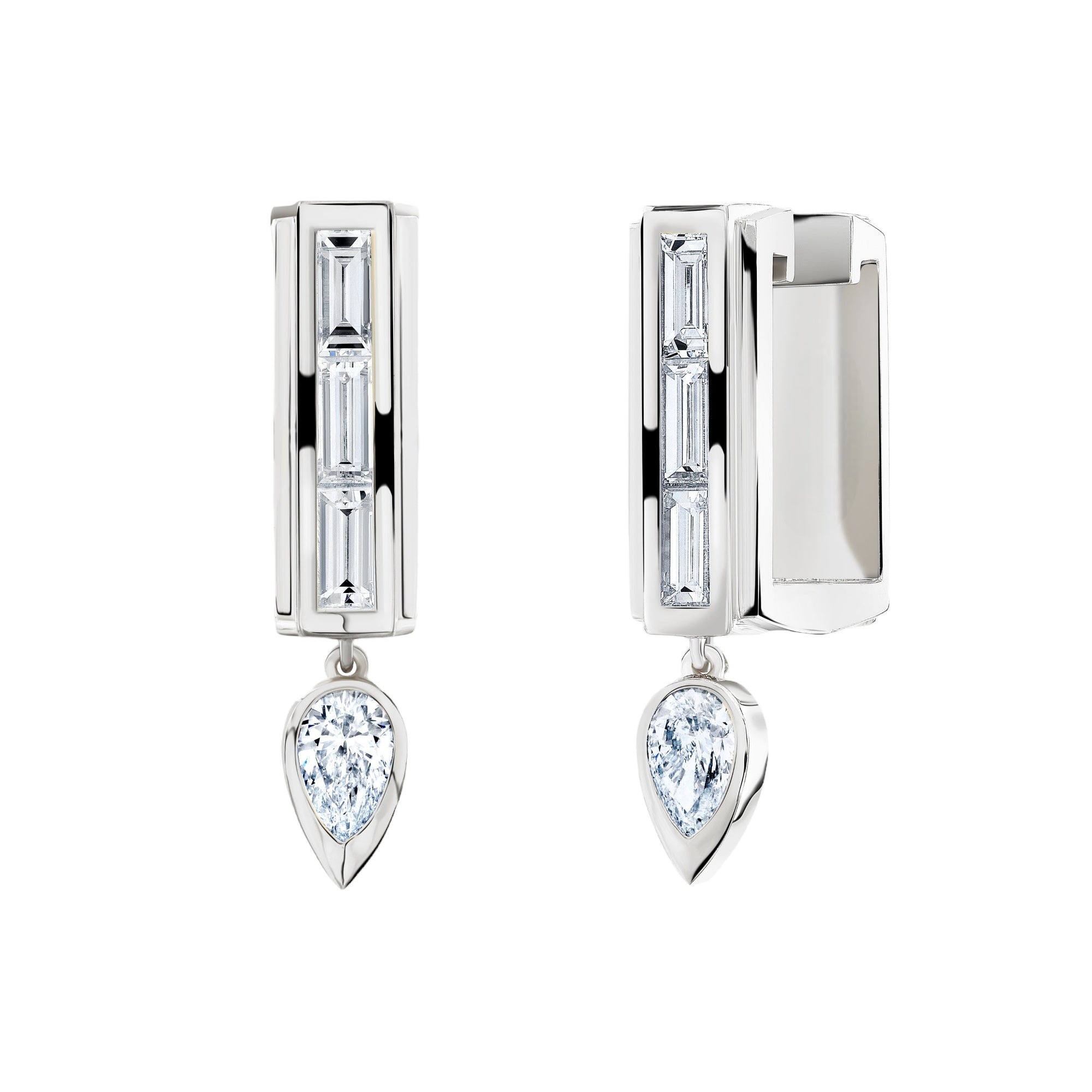 Baguette - Pears Hoop Drop Earrings