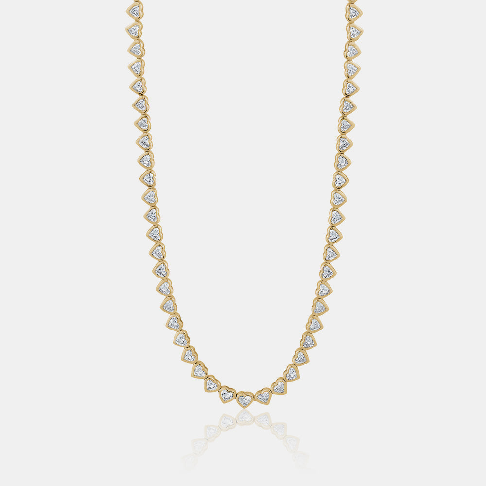 Heart Bezel Tennis Necklace