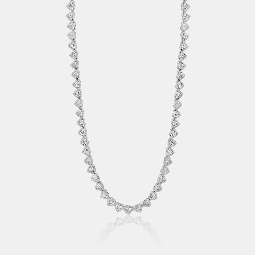 Heart Bezel Tennis Necklace