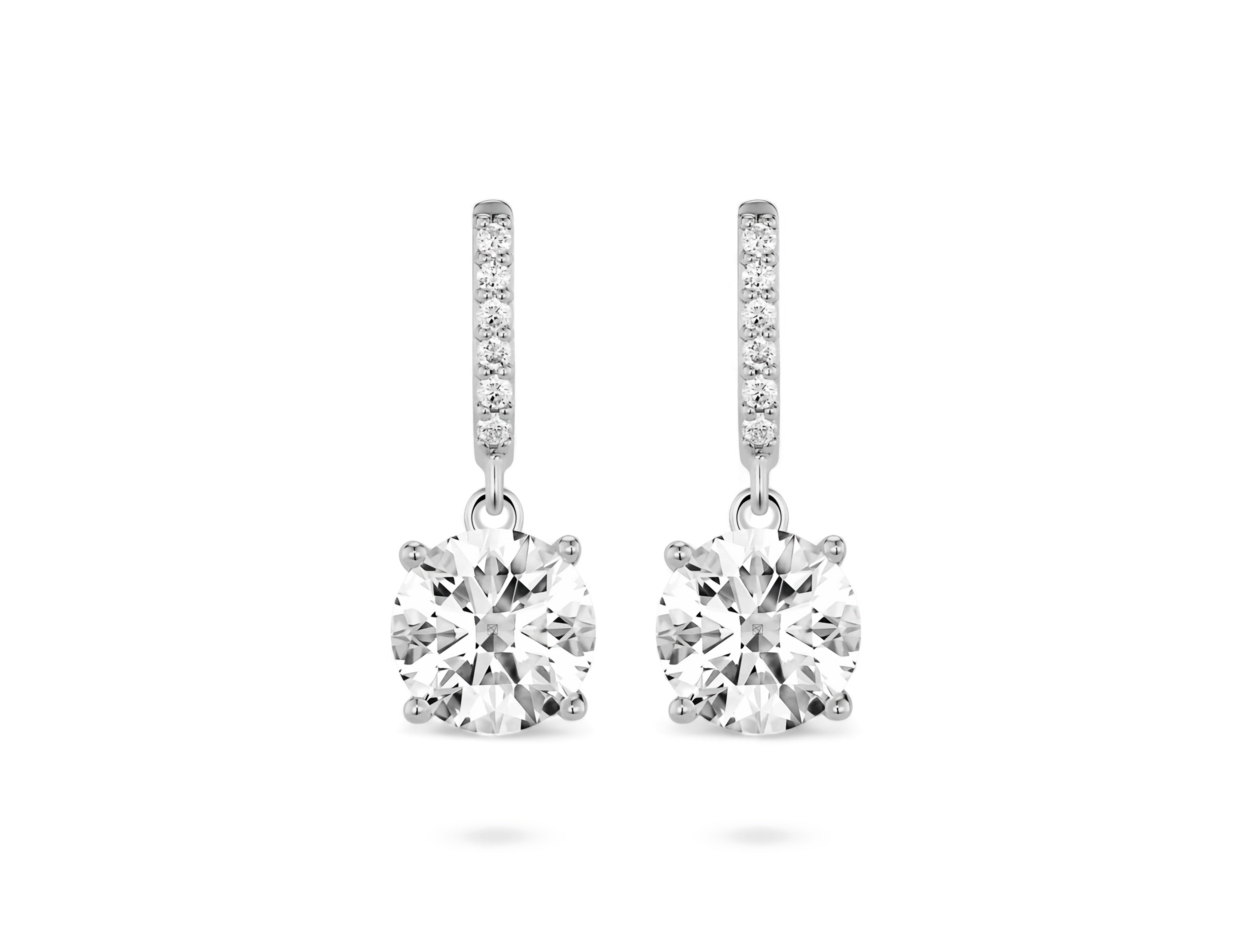 Round Solitaire Drop Earrings
