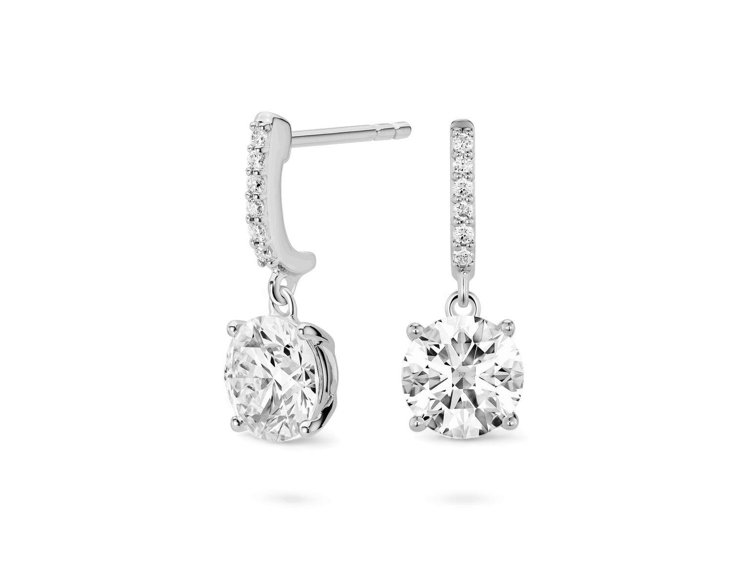 Round Solitaire Drop Earrings