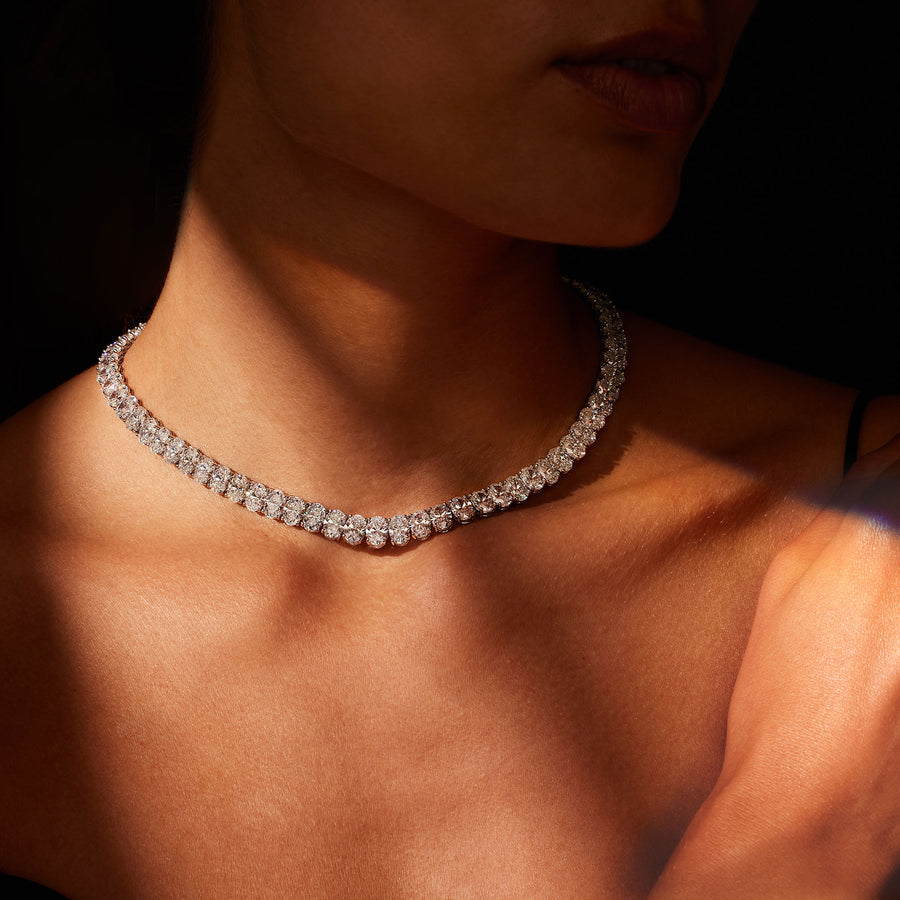 Oval Shape Tennis Necklace
