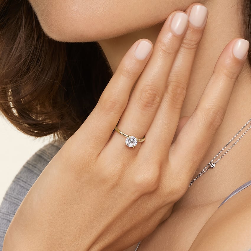 Petal Solitaire Ring Hidden Halo