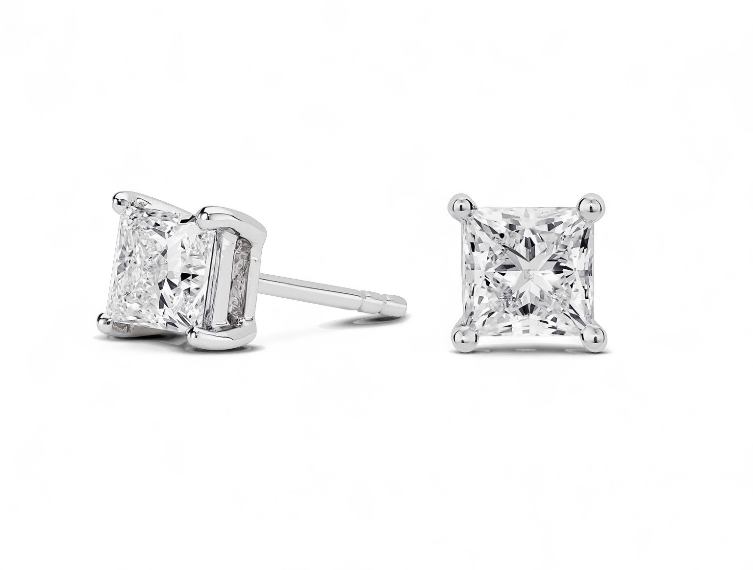 Princess Cut Stud Earrings