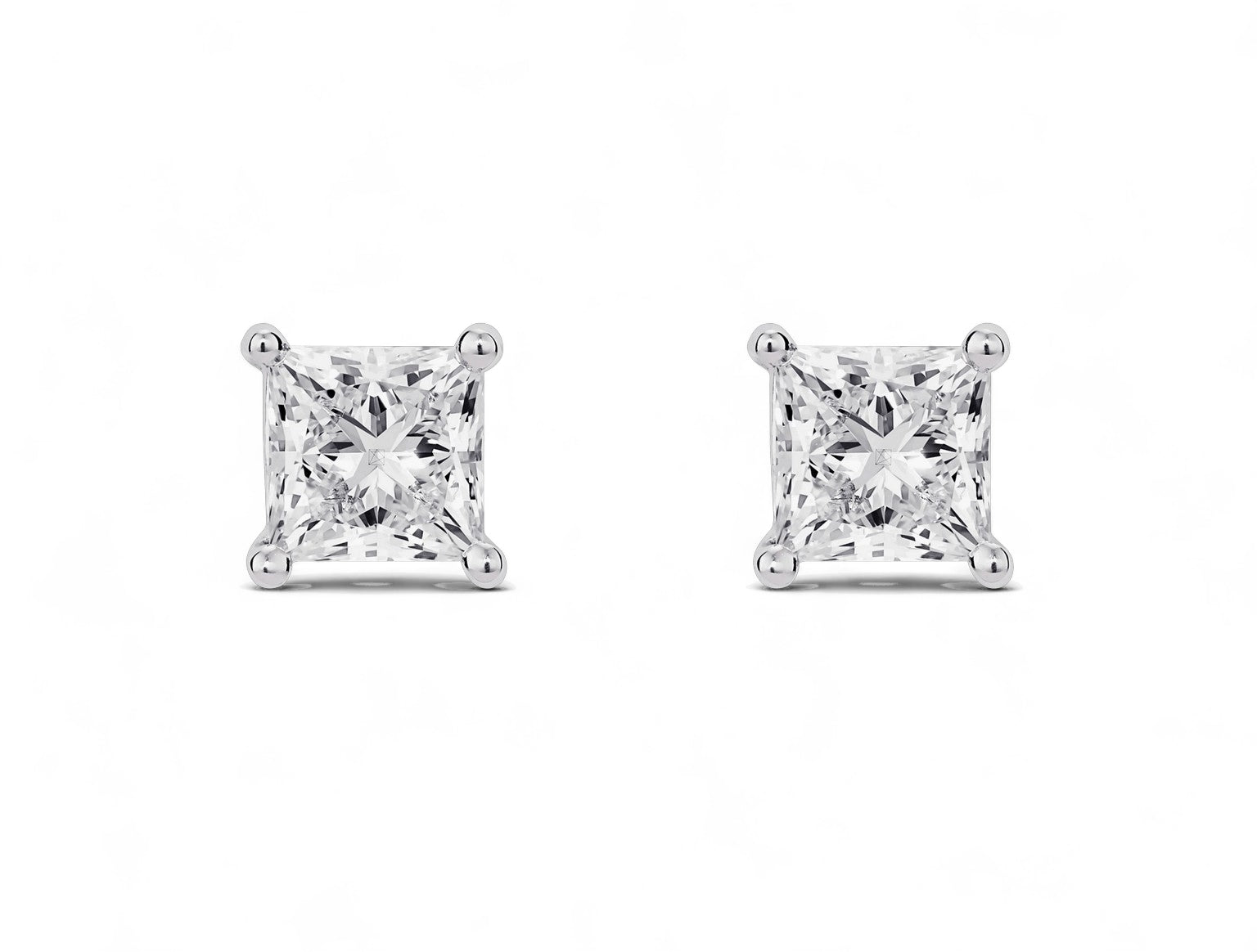 Princess Cut Stud Earrings