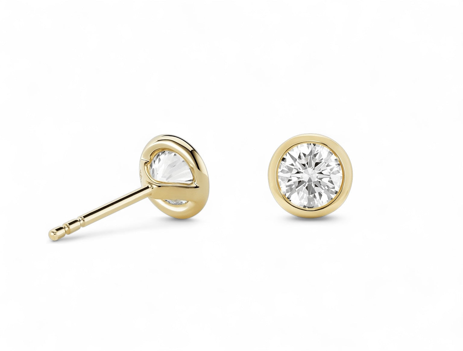 Round Bezel Stud Earrings