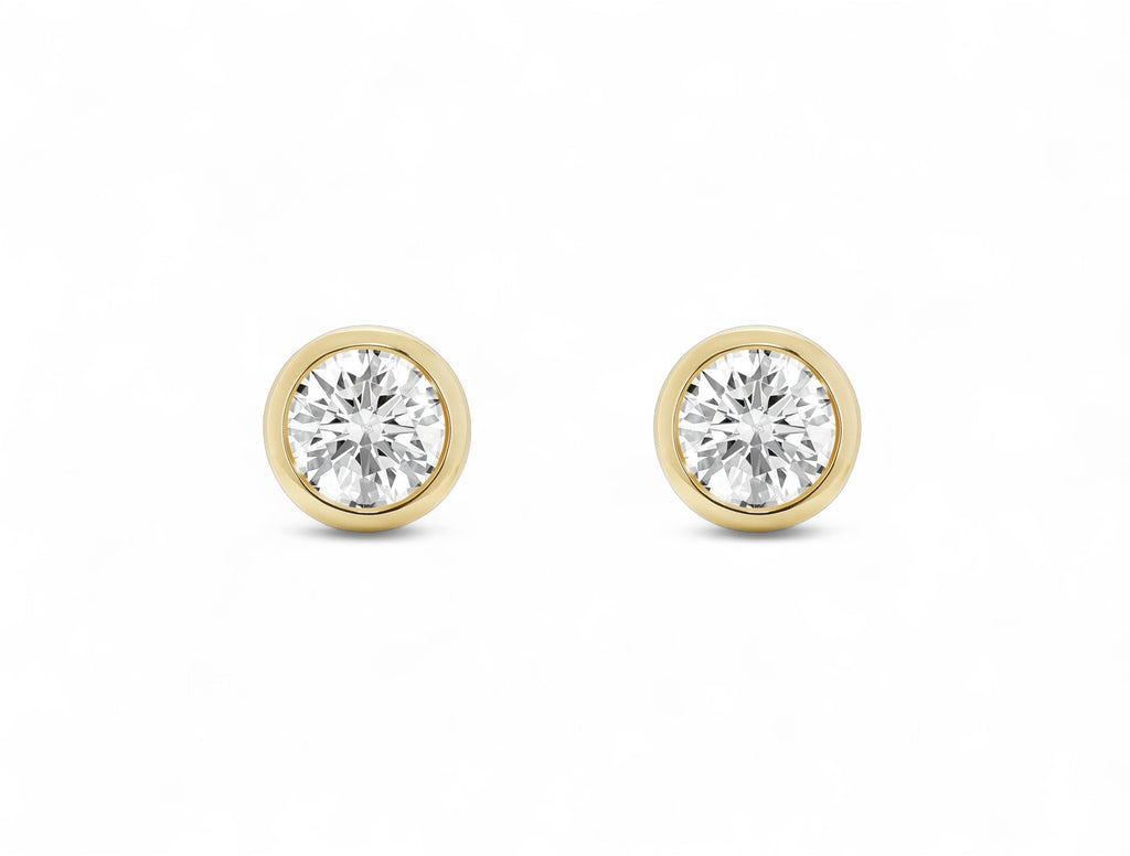 Round Bezel Stud Earrings