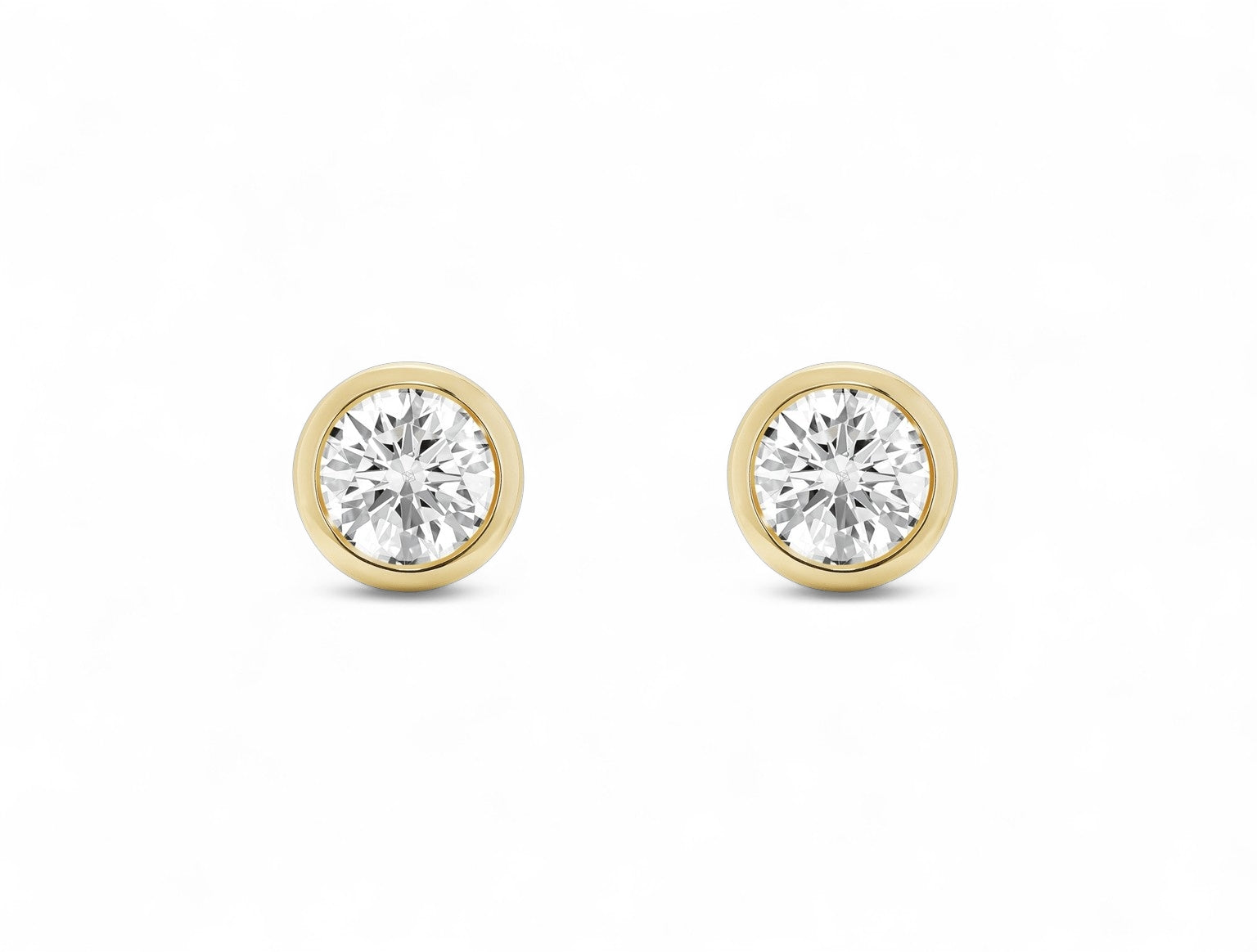 Round Bezel Stud Earrings