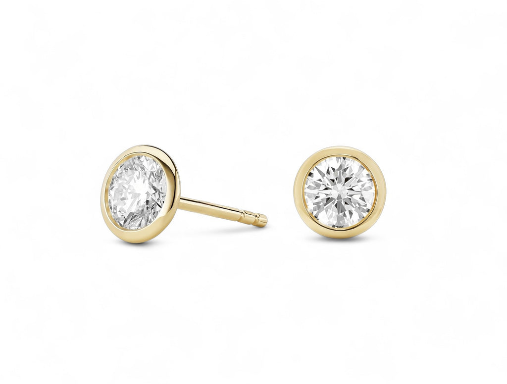 Round Bezel Stud Earrings
