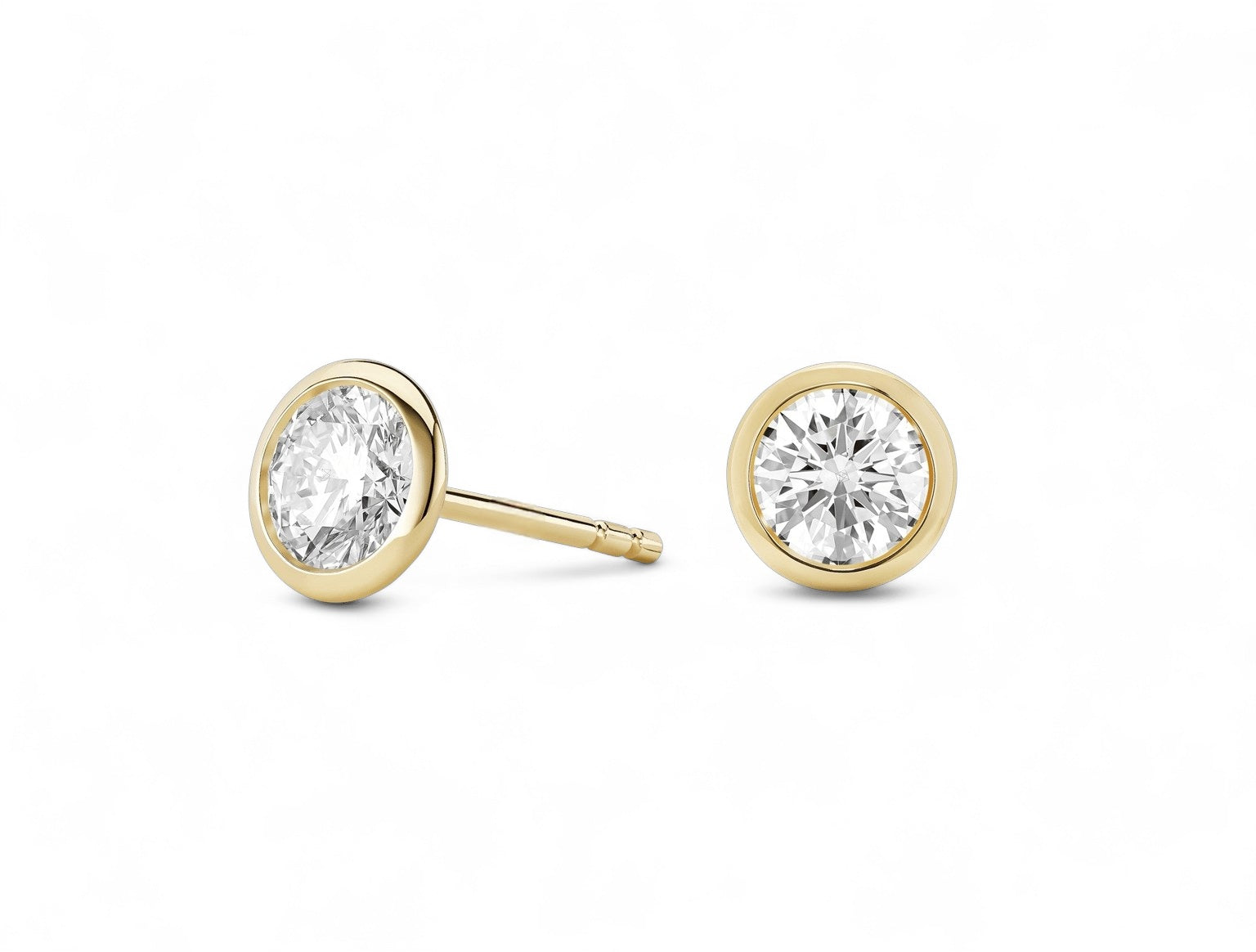 Round Bezel Stud Earrings