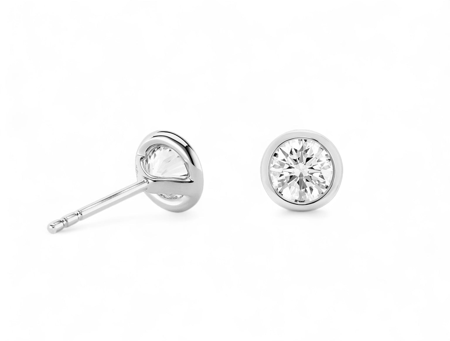 Round Bezel Stud Earrings