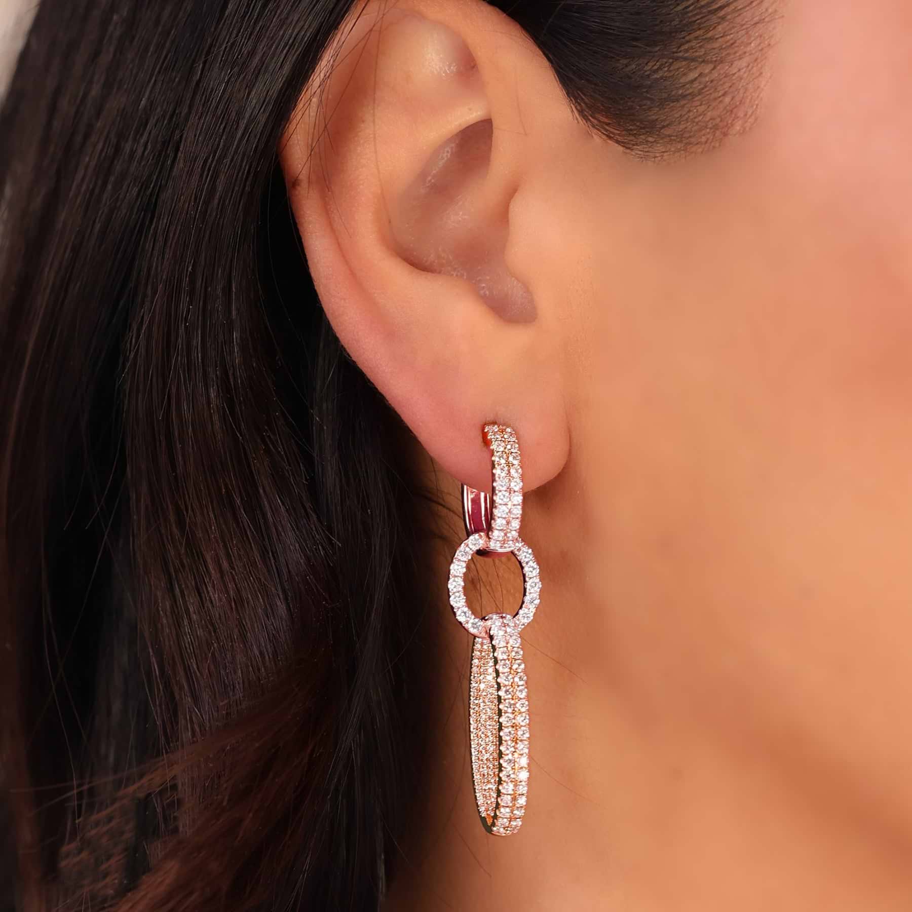 Oval Link Hoop-Drop Earrings