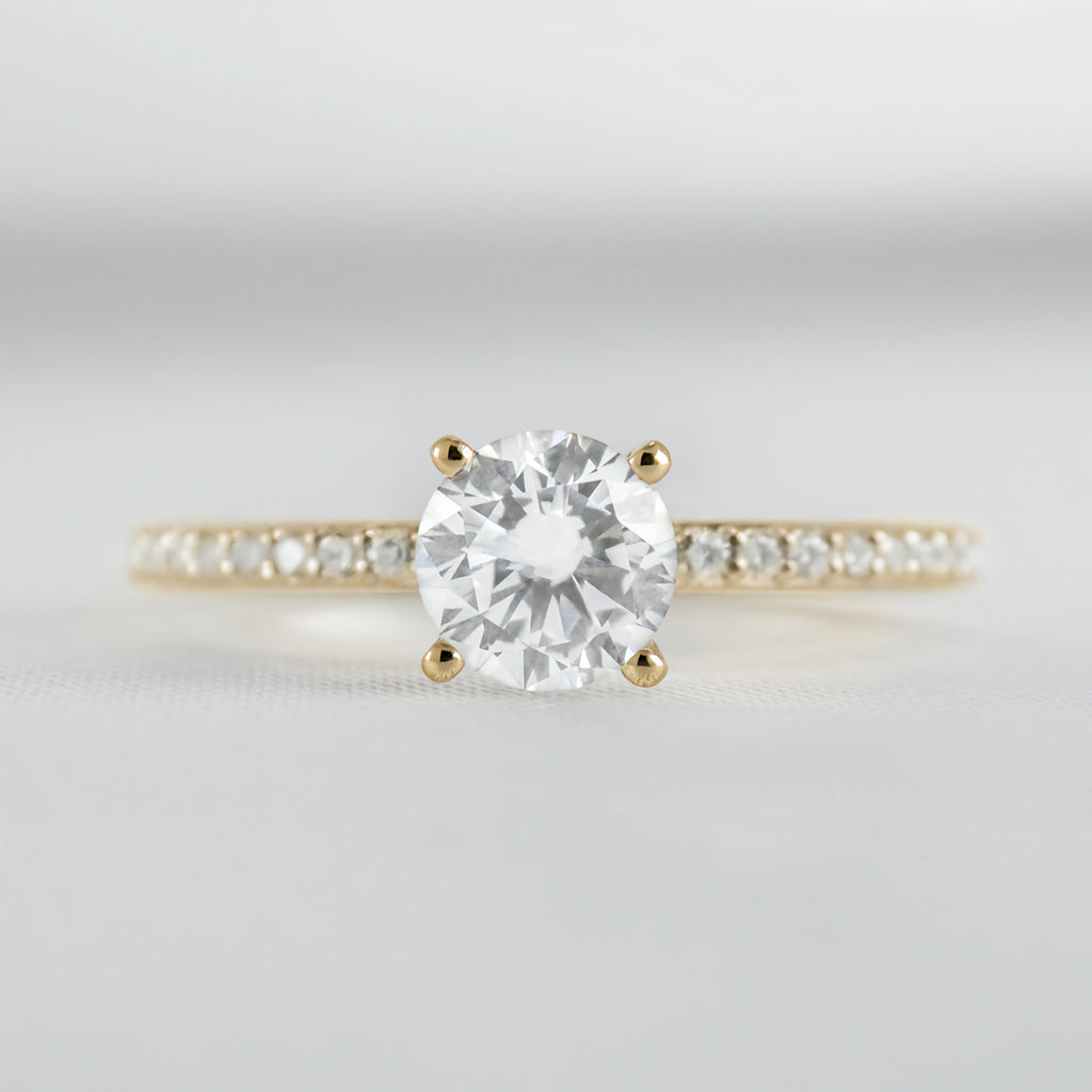 Round Solitaire Ring with Pave Band