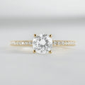 Round Solitaire Ring with Pave Band