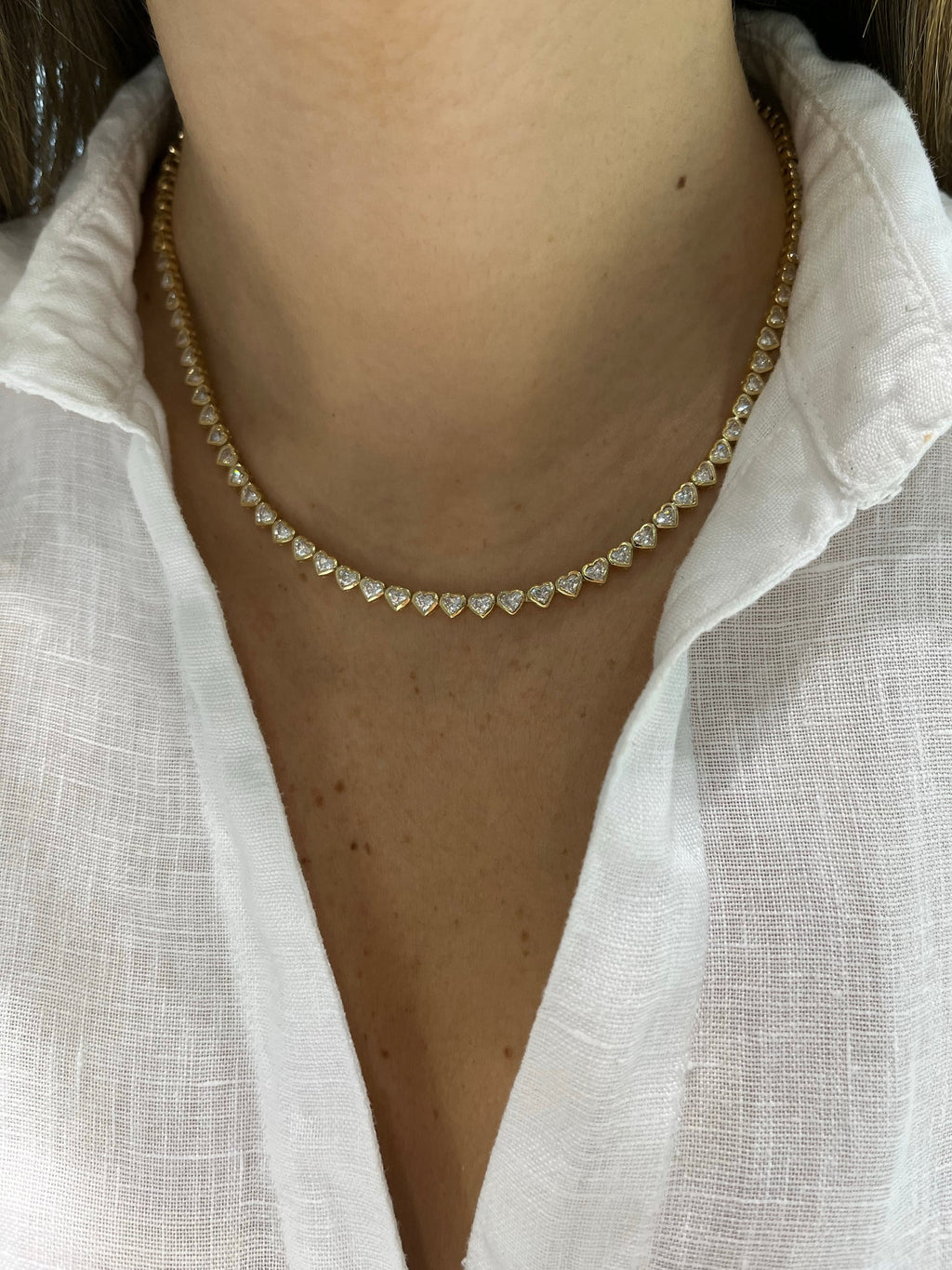 Heart Bezel Tennis Necklace